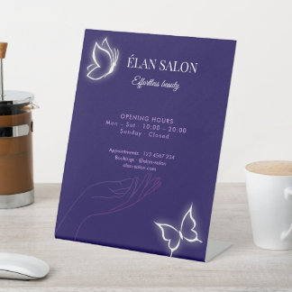 Elegant Butterfly Glow Chic Beauty Salon Reclamebord Met Voetstuk