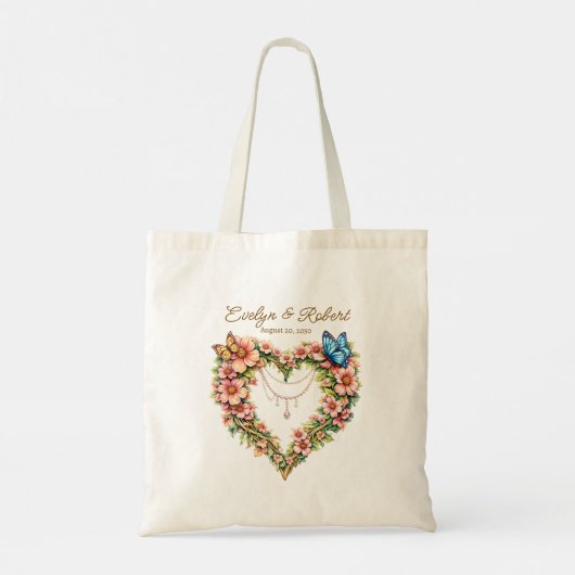 Elegant Butterfly Heart Flora - Custom Tote Bag (Achterkant)
