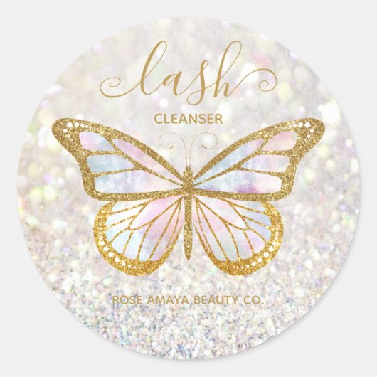Elegant Butterfly Lash Cleanser Ronde Sticker (Voorkant)