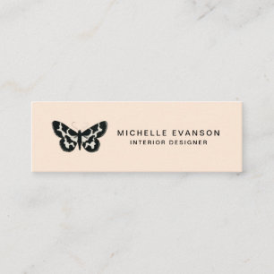 Elegant Butterfly Logo Professional Peach Tan Mini Visitekaartje