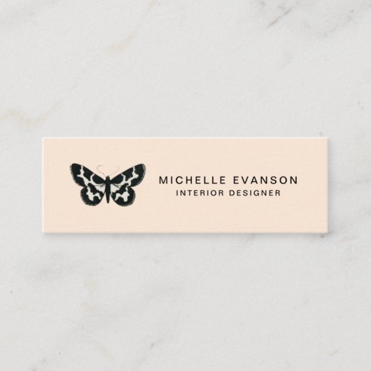 Elegant Butterfly Logo Professional Peach Tan Mini Visitekaartje (Voorkant)