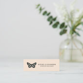 Elegant Butterfly Logo Professional Peach Tan Mini Visitekaartje (Staand voorkant)