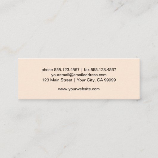 Elegant Butterfly Logo Professional Peach Tan Mini Visitekaartje (Achterkant)