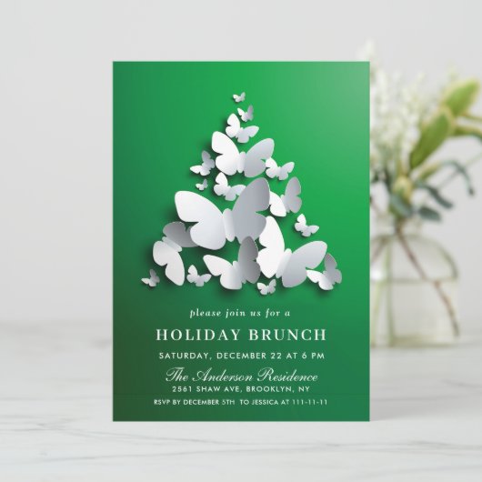 Elegant Butterfly Monarch CHRISTMAS HOLIDAY BRUNCH Kaart (Staand voorkant)