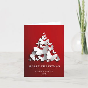 Elegant Butterfly Monarch Christmas Tree Greeting Feestdagen Kaart