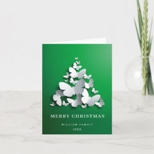 Elegant Butterfly Monarch Christmas Tree Greeting Feestdagen Kaart