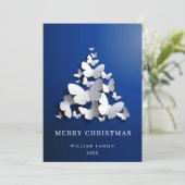 Elegant Butterfly Monarch Christmas Tree Greeting Feestdagenkaart (Staand voorkant)