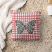 Elegant Butterfly op Red Gingham Cushion Kussen (Deken)