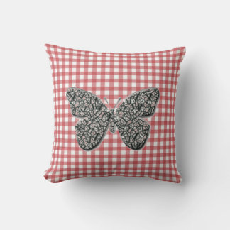 Elegant Butterfly op Red Gingham Cushion Kussen
