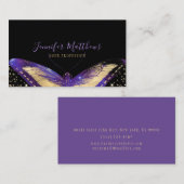 Elegant Butterfly Paars Gold Glitter Visitekaartje (Voorkant / Achterkant)