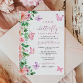 Elegant Butterfly Pink & Paarse Bloemen Baby showe Kaart