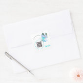 Elegant Butterfly QR Code Business Square Stickers (Envelop)