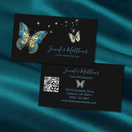 Elegant Butterfly QR Code Script Visitekaartje