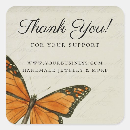 Elegant Butterfly Romantic  Ephemera Vierkante Sticker (Voorkant)