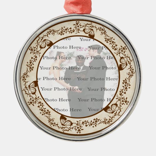 Elegant Butterfly Round Silver Ornament (Voorkant)