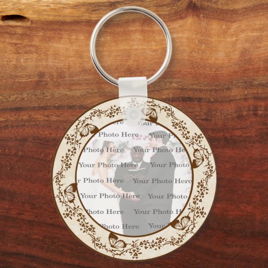 Elegant Butterfly Round Sleutelhanger (Voorkant)