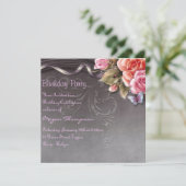 Elegant Butterfly & Rozen Verjaardagsuitnodiging Kaart (Staand voorkant)