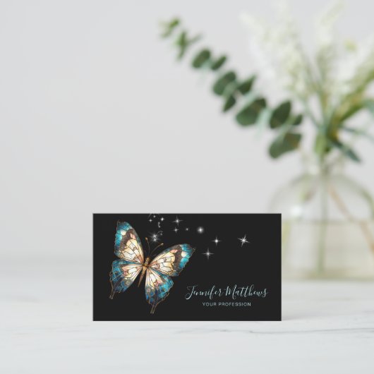 Elegant Butterfly Script Visitekaartje (Staand voorkant)