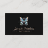 Elegant Butterfly Script Zwart Visitekaartje (Voorkant)