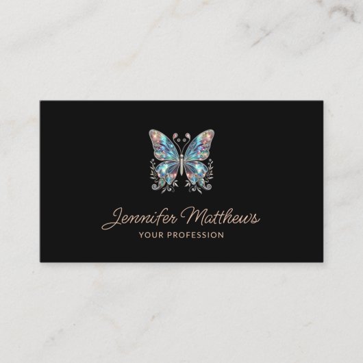 Elegant Butterfly Script Zwart Visitekaartje (Voorkant)