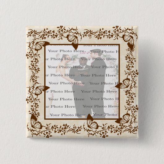 Elegant Butterfly Square Button (Voorkant)