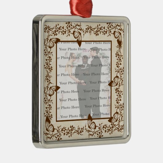 Elegant Butterfly Square Silver Ornament (Rechts)