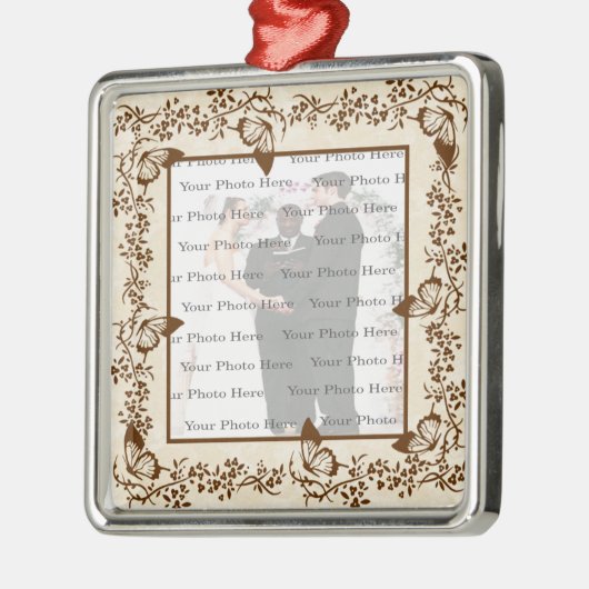 Elegant Butterfly Square Silver Ornament (Links)