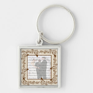 Elegant Butterfly Square Silver Sleutelhanger