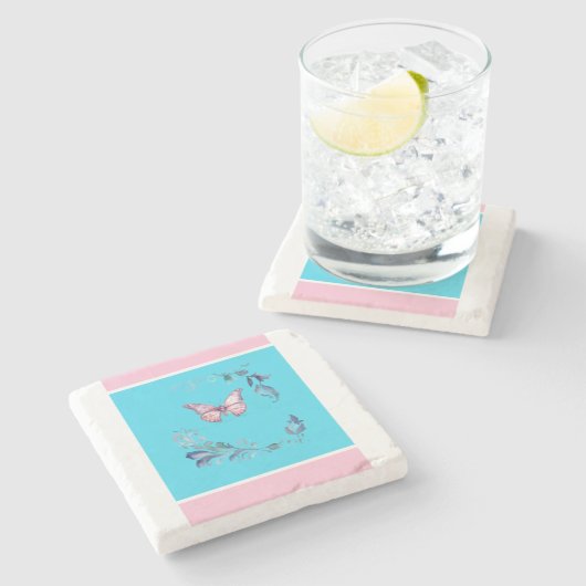 Elegant Butterfly Stone Onderzetter (Zijkant)