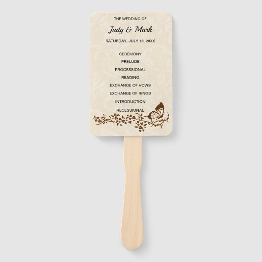 Elegant Butterfly Trouwprogramma Handwaaier (Voorkant)