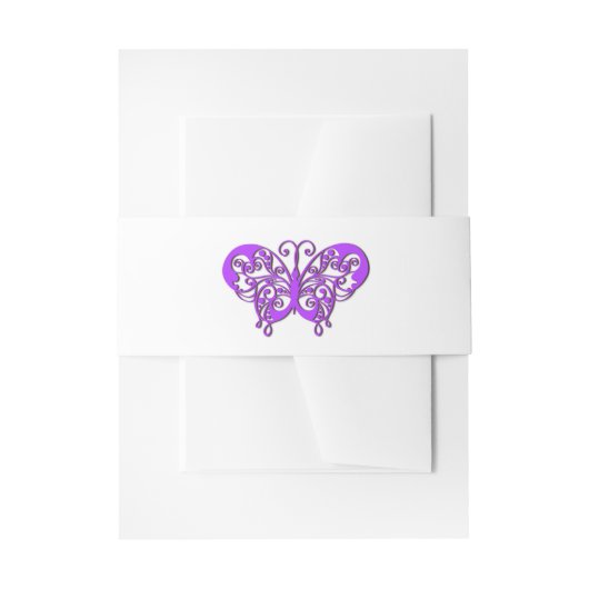 Elegant Butterfly Wedding Belly Bands Uitnodigingen Wikkel (Voorkant Voorbeeld)