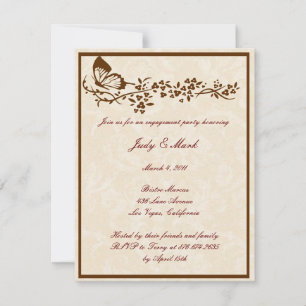 Elegant Butterfly Wedding Engagement Party Invitat Kaart