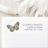 Elegant Butterfly Wildflower Afstuderen Etiket (Insitu)