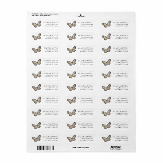 Elegant Butterfly Wildflower Afstuderen Etiket (Full Sheet)