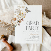 Elegant Butterfly Wildflower Afstuderen Invitation Kaart