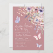 Elegant Butterfly Wildflower Baby shower Kaart (Voorkant)