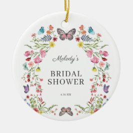 Elegant Butterfly Wildflower Floral Vrijgezellenfe Keramisch Ornament