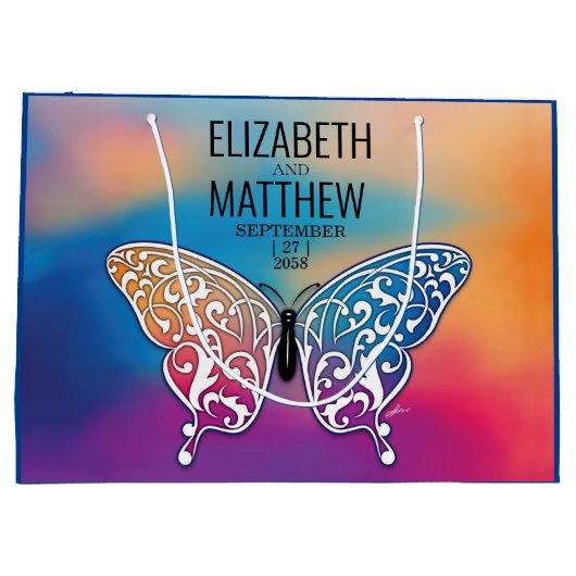Elegant Buttterfly en kleurrijk Sunset Design Groot Cadeauzakje (Achterkant)