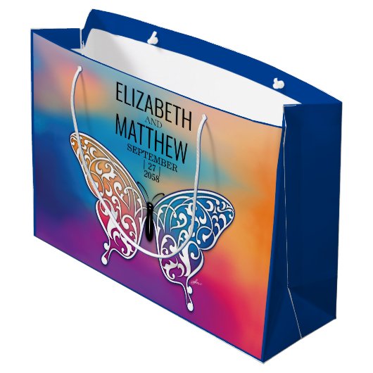 Elegant Buttterfly en kleurrijk Sunset Design Groot Cadeauzakje (Achterkant Gekanteld)