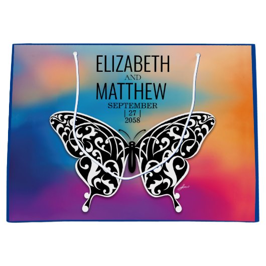 Elegant Buttterfly en kleurrijk Sunset Design Groot Cadeauzakje (Voorkant)
