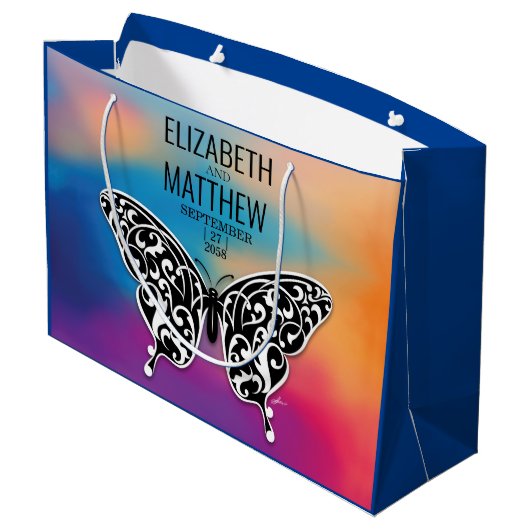 Elegant Buttterfly en kleurrijk Sunset Design Groot Cadeauzakje (Achterkant Gekanteld)