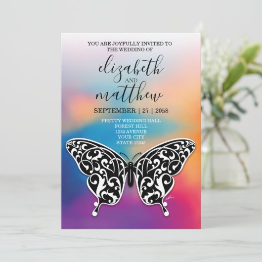 Elegant Buttterfly en Sunset Design Kaart (Staand voorkant)