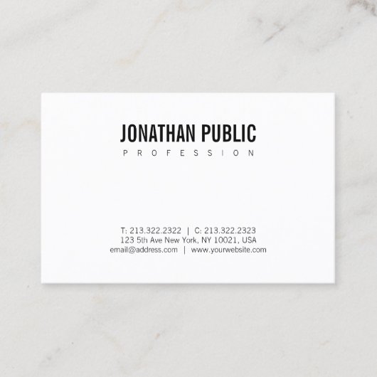 Elegant BW Plain Modern Minimalist Design Trendy Visitekaartje (Voorkant)