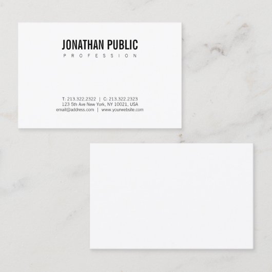 Elegant BW Plain Modern Minimalist Design Trendy Visitekaartje (Voorkant / Achterkant)
