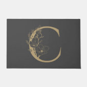 Elegant C Boho Floral Monogram Initiaal Goud Goud Deurmat (Voorkant)