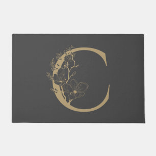 Elegant C Boho Floral Monogram Initiaal Goud Goud Deurmat