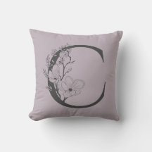 Elegant C Boho Floral Monogram Initiaal Lila grijs