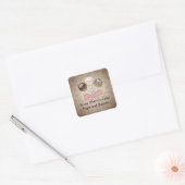 Elegant Cacao Damask Cake Pop Vierkante Sticker La (Envelop)