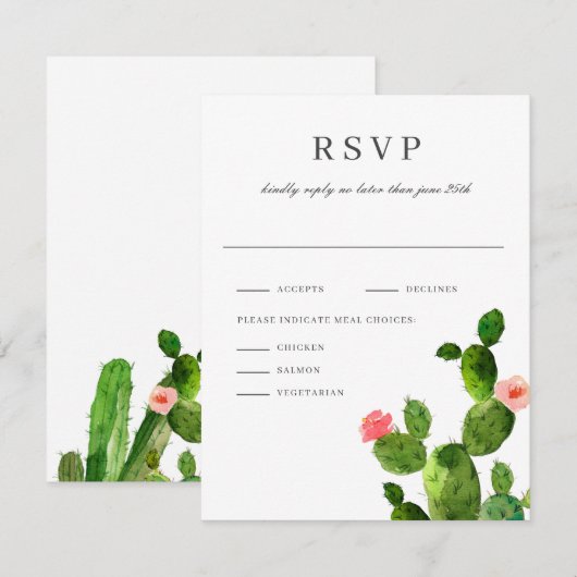 Elegant Cactus Garden | Antwoord op de uitnodiging (Voorkant / Achterkant)