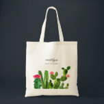 Elegant Cactus Garden Personalized Wedding Tote Bag<br><div class="desc">Deze mooie bruiloft canvas tas heeft mooie bloeiende kakoekjes met elegante typografie. Vul het met doordachte benodigdheden voor uw trouwgasten, zoals fleswater, teenslippers, zonnebrandcrème, chocolade, enz. Het is de perfecte keuze voor een rustige maar elegante bruiloft. Dit ontwerp coördineert met onze Elegant Waterverf Cactus huwelijksuitnodigingssuite. Zie hieronder voor meer stukken...</div>